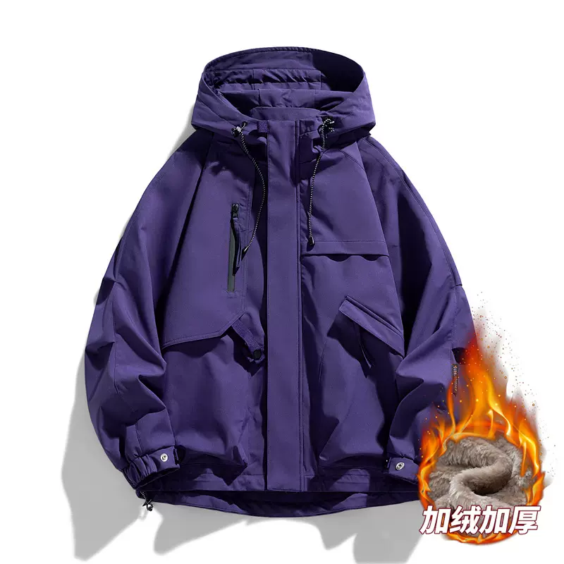 2025冬季新款男士港风休闲时尚日常防风防水防污冲锋衣户外登山