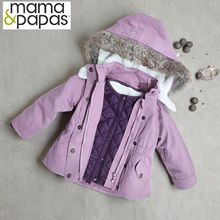 外贸原单婴儿冬季爸爸妈妈棉服新款女宝保暖外套小童棉袄连帽套装