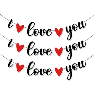 跨境欧美情人节求婚婚礼装饰LOVE爱惜拉花母亲节聚会布置拉旗批发
