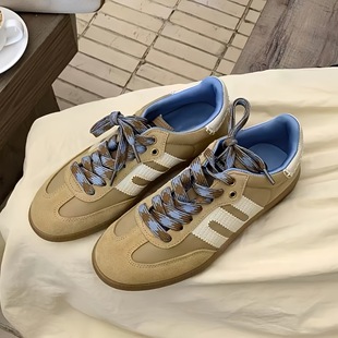 American Retro Soft Leather Color-Blocked Sports Casual German Training Shoes for Women 2025 New Flat Versatile Sneakers Board Shoes