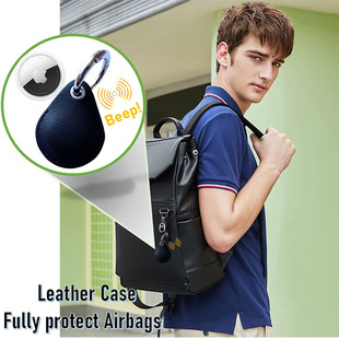 Bluetooth anti-lost device Airtag tracker leather case with keychain pet collar locator halter protective case