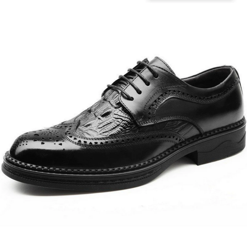 Мужское Деловое платье из коровьей кожи Brock, мужские резные кожаные туфли на шнуровке, Модные дышащие оксфорды