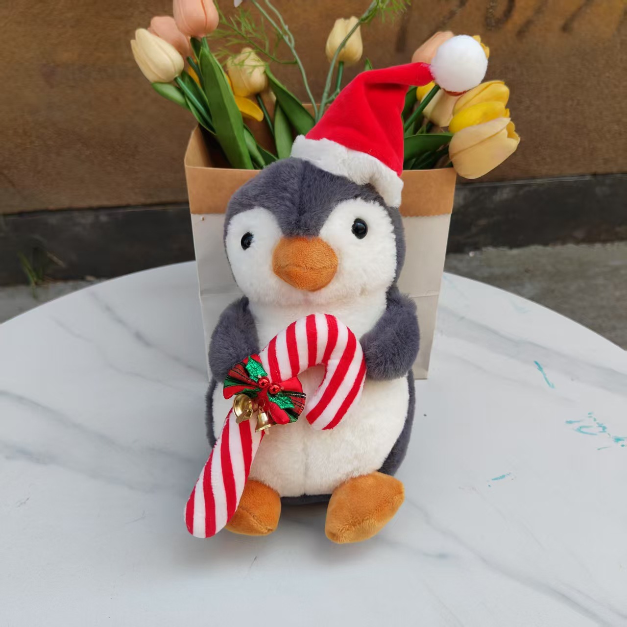 Regalos de Navidad Papá Noel juguetes de peluche bufandas rojas lindas pingüinos osos polares muñecas al por mayor
