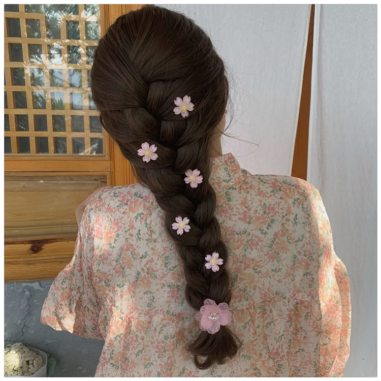 Korean style pink flower side clip cute sweet girl heart Cherry Blossom Side clip pink series hairpin headdress hair accessories