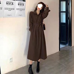 收腰衬衫连衣裙秋冬仙气赫本风新款长袖女早复古法式气质裙子2025