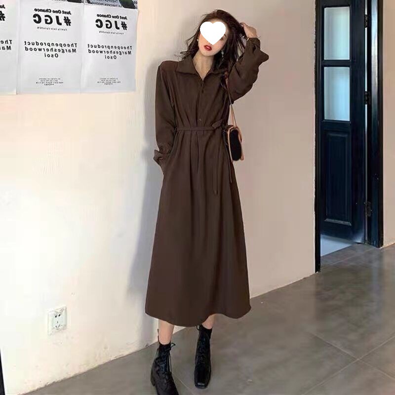 收腰衬衫连衣裙秋冬仙气赫本风新款长袖女早复古法式气质裙子2025|undefined