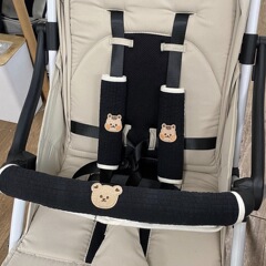 ベビーカーの車の部品のハンドルの前の手すりの保護カバーのかわいい動物の刺繍の肩を保護します。