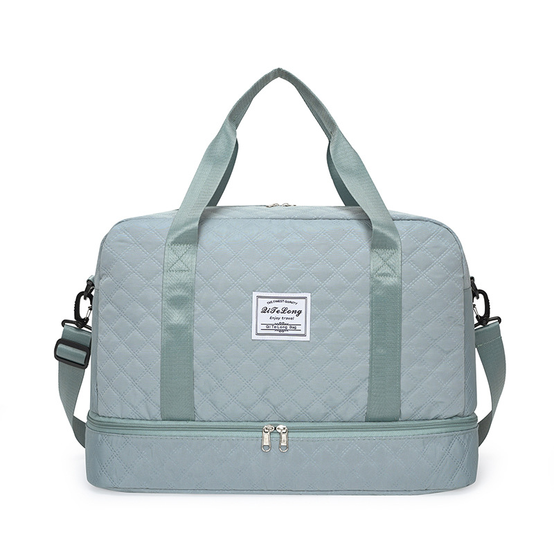 Chanel Style Rhombic Travel Bag Fashionable Short Distance Portable Large Capacity Sleeve Rod Storage Bag Leisure Yoga Fitness Bag