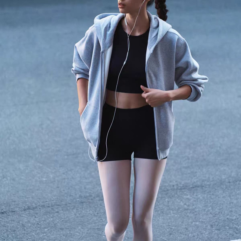 Tna Cozy Fleece Autumn and Winter New Fleece Fashion Age-Reducing American Cotton Pure Color Hooded Cardigan Pull Tna Cozy Fleece Autumn and Winter New Fleece Fashion Age-Reducing American Cotton Pure Color Hooded Cardigan Pull