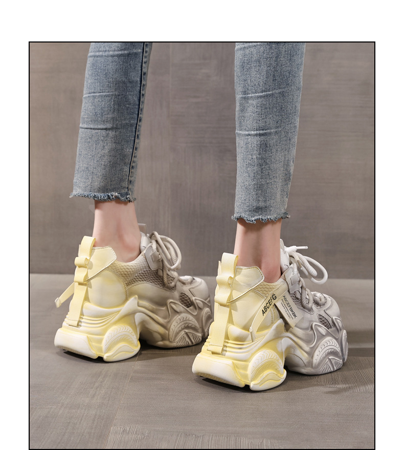 Giày sneaker nữ chunky đế dày phối màu thời trang, đế bánh xốp mềm thoải mái — màu hồng chi tiết 13