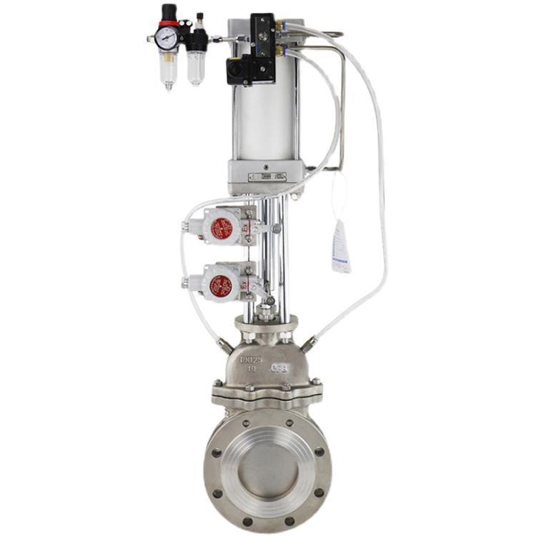 PZ673H-16P 不锈钢圆形气动刀闸阀浙江南高阀门气动明杆刀闸阀