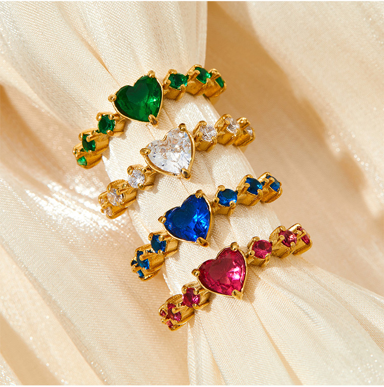 Open Rings Classification 16K Gold, White Gold Plated, Gold Plating Plating Color 1 Piece Quantity PVD Coated Real Gold Plated 16K Gold White Gold Plated Gold Plating Heart Shape 304 Stainless Steel Simple Style Waterproof Non Tarnish Open Rings