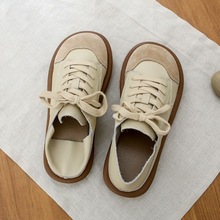 日系森女文艺单鞋手工拼接平底休闲鞋两穿手工复古鞋