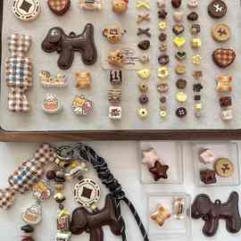 烤漆咖色系列方珠隔珠亚克力散珠子手机链钥匙扣串珠diy配件材料