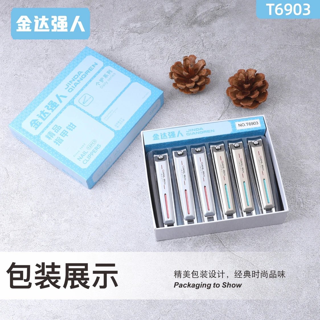 Cuchillos de uñas Jinda Strong 100 cortadores de uñas grandes, medianos y pequeños, cortaúñas de boca plana y cortaúñas de boca oblicua al por mayor