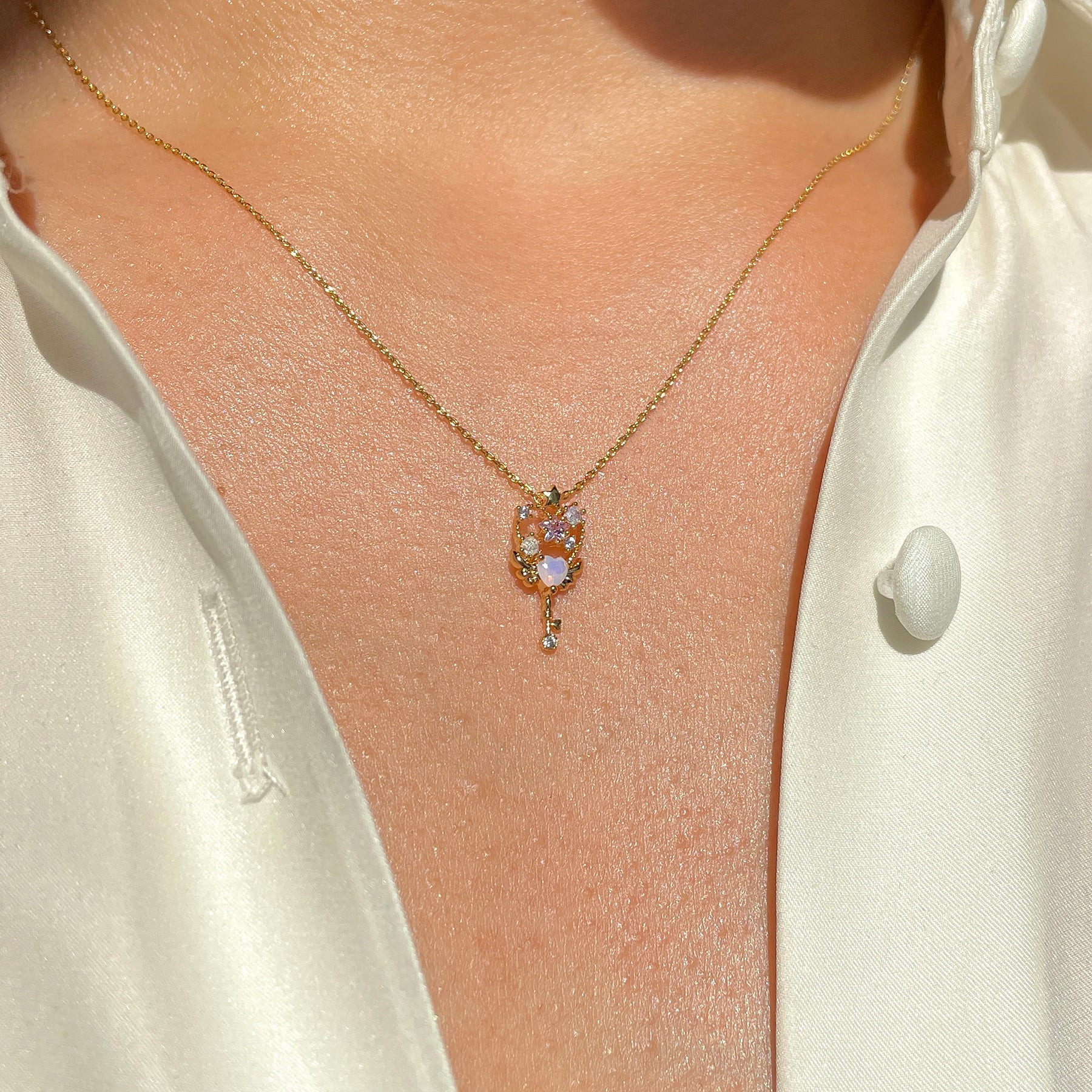 Fashion Heart Shape Copper Pendant Necklace Zircon Copper Necklaces