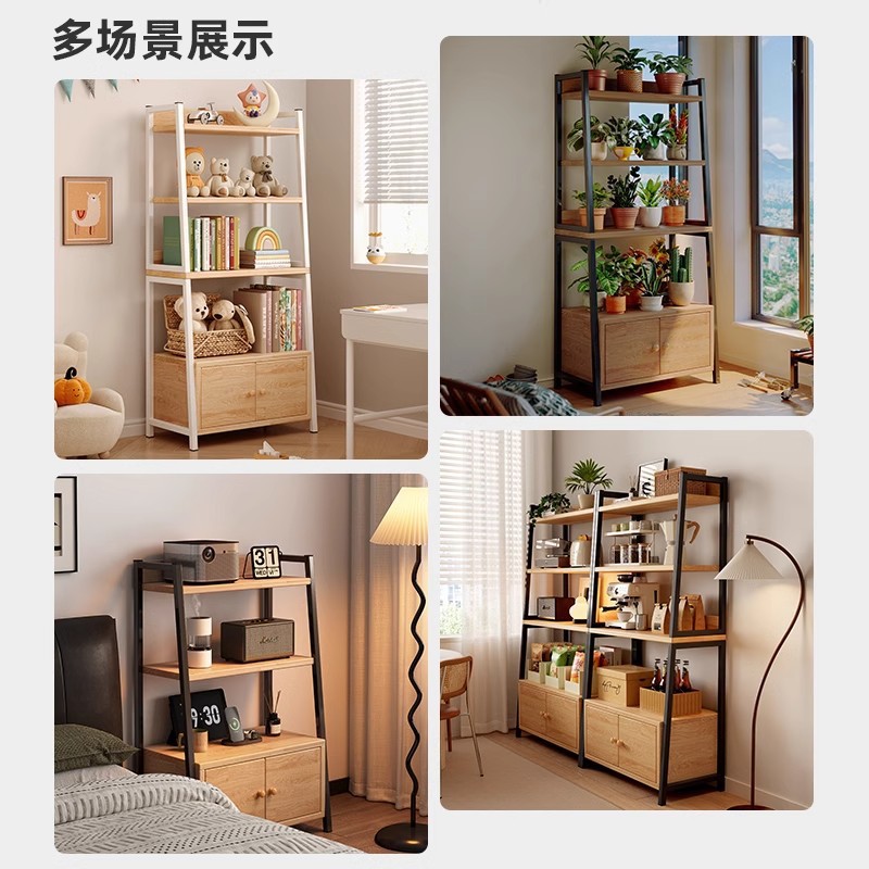 Estante trapezoidal de piso a techo con puerta de gabinete, dormitorio de madera maciza, esquina de la cabecera de la cama, estante de exhibición de la sala de estar, pequeño armario de almacenamiento