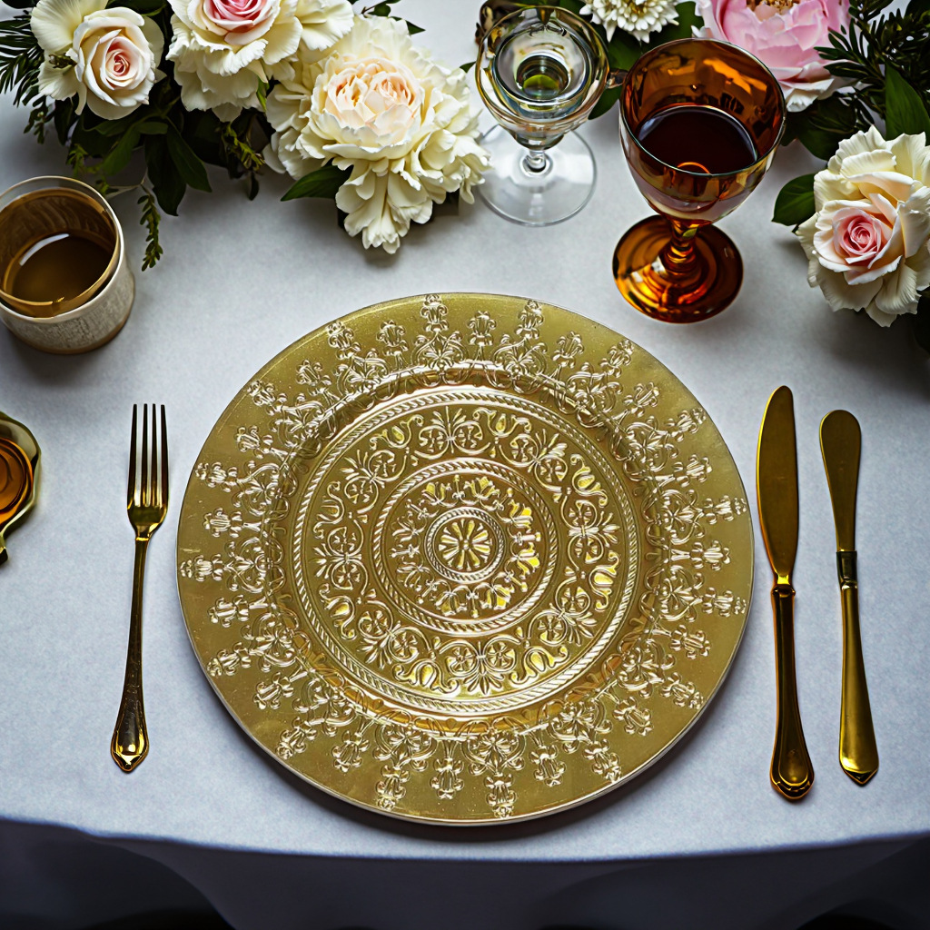 Fábrica directa de comercio exterior retro americano boda hotel fiesta artesanía placa de plástico decoración plat charger