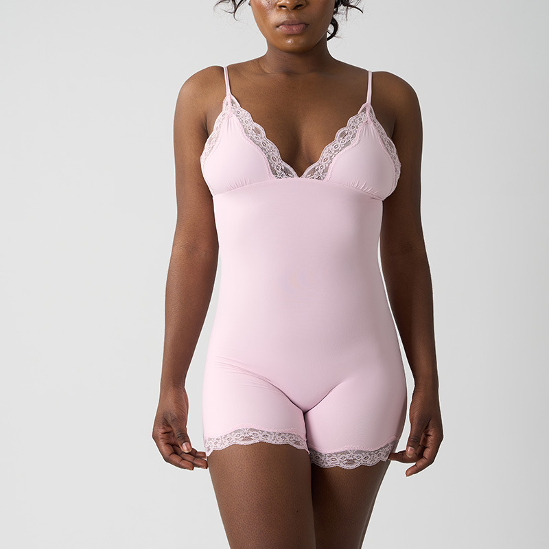 Body triangle en dentelle – Body à bretelles réglables et taille haute (Noir/Rose/Marron, S-XL)_voghion.com