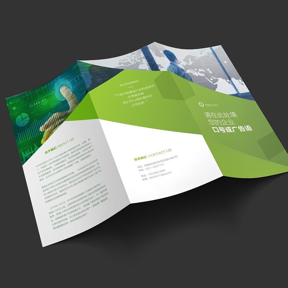 厂家直供专业生产大批量印刷logo展开图双面印刷折页