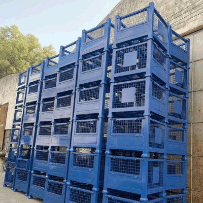 广州工厂重型巧固架堆垛架周装箱铁箱折叠叠层堆垛架可定制