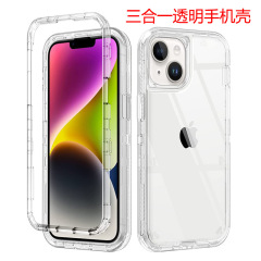 IPhone 16 14 13 12 11 15 promax携帯ケース3 in 1透明転倒防止Plusを適用
