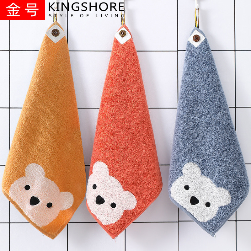 Gold Genuine S6130WH Cotton Twistless Yarn Satin Class A Square with Lanyard Cute Cartoon Bear Head Small Towel Gold Genuine S6130WH Cotton Twistless Yarn Satin Class A Square with Lanyard Cute Cartoon Bear Head Small Towel