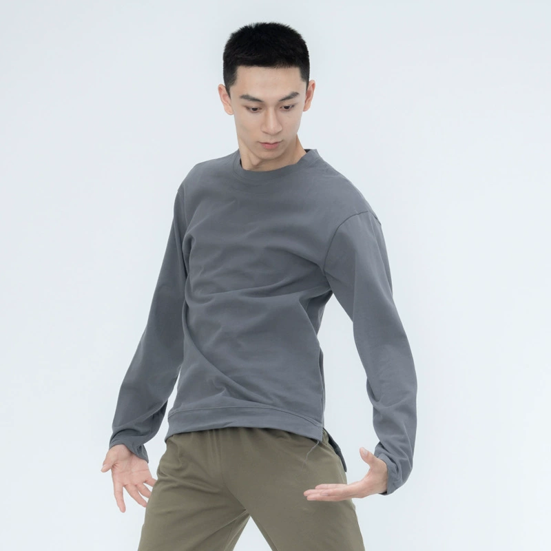 Одежда для современных танцев Мужская и Женская свободная танцевальная одежда Классическая футболка больших размеров Базовая тренировочная одежда Хлопковая одежда для джазовых танцев с маленьким разрезом