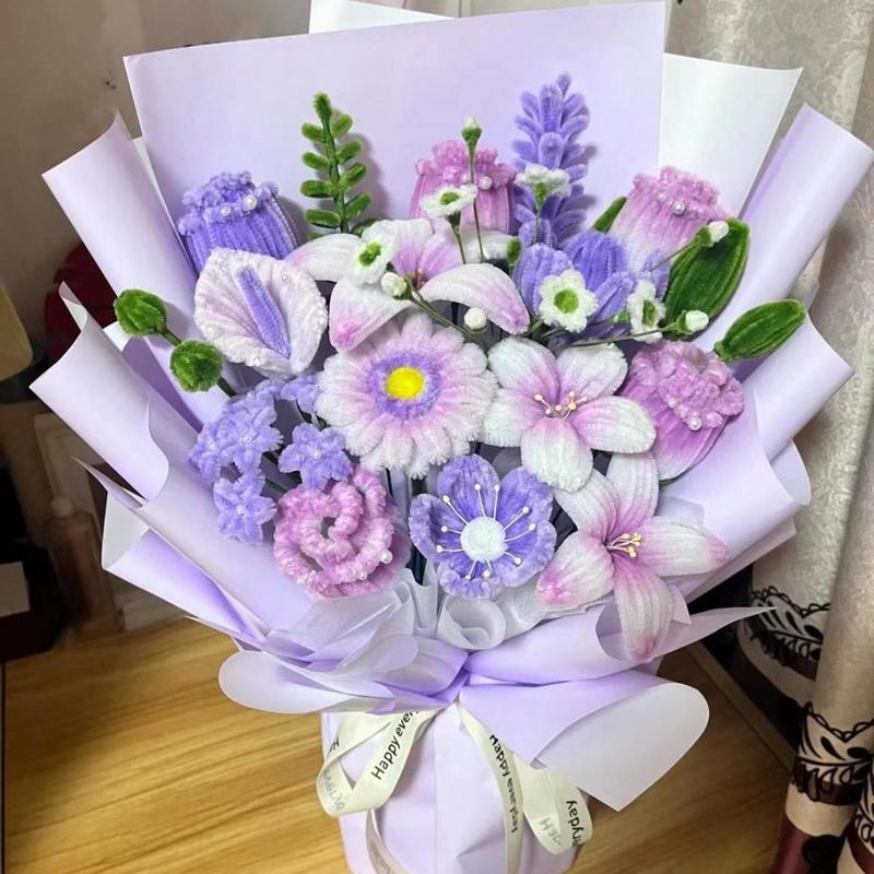 520情人节加密扭扭棒郁金香手工diy材料包自制送女友闺蜜玫瑰花束|undefined