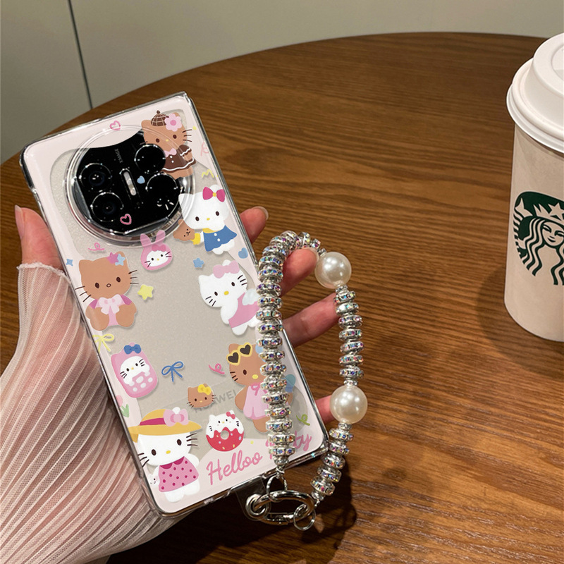 For Huawei Matex5 Mobile Phone Case New Folding Screen Mate x3 Collection Hello kitty Ultra-thin Full Transparent Hard Case No Yellowing Drop-resistant Protective Case Simple High-end Sense Men and Women
