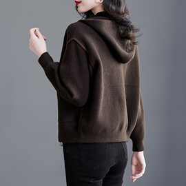 2024妈妈短款仿双面绒毛呢外套女士早春季新款洋气小个子拉链开衫