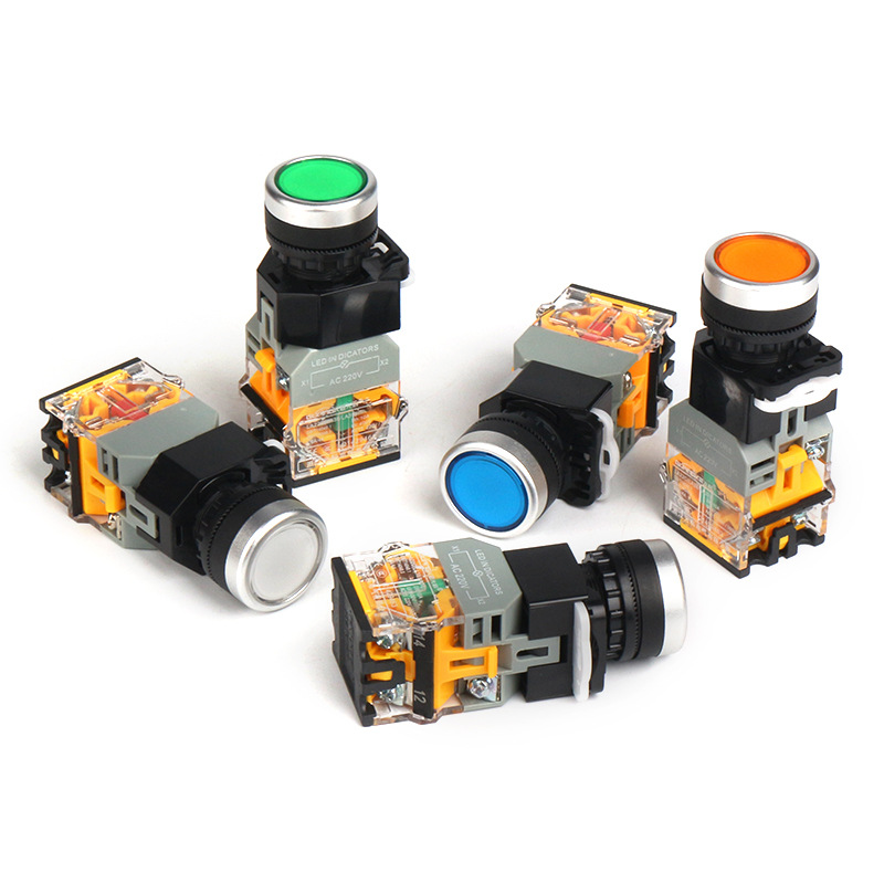 光科带灯按钮LA22C-11D按钮开关自复位自锁电源开关LA38带灯按钮