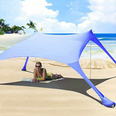 Sunshade Camping Tent Folding | Avtomobil yan çətirləri - blue-with-2-poles-200170cm