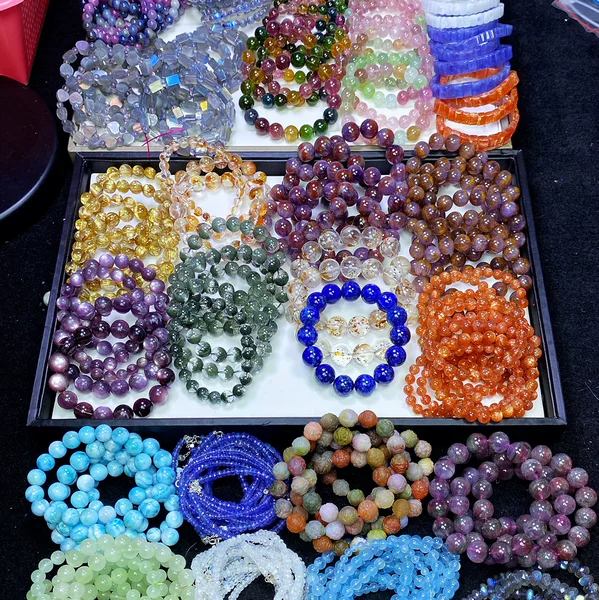 New Direct Live Purchase Titanium Crystal Tourmaline Crystal Strawberry Crystal Blue Moonstone Super Seven Arusha Bracelet
