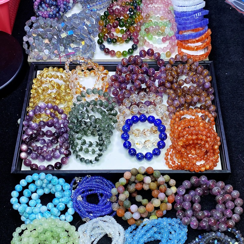 New Direct Live Purchase Titanium Crystal Tourmaline Crystal Strawberry Crystal Blue Moonstone Super Seven Arusha Bracelet