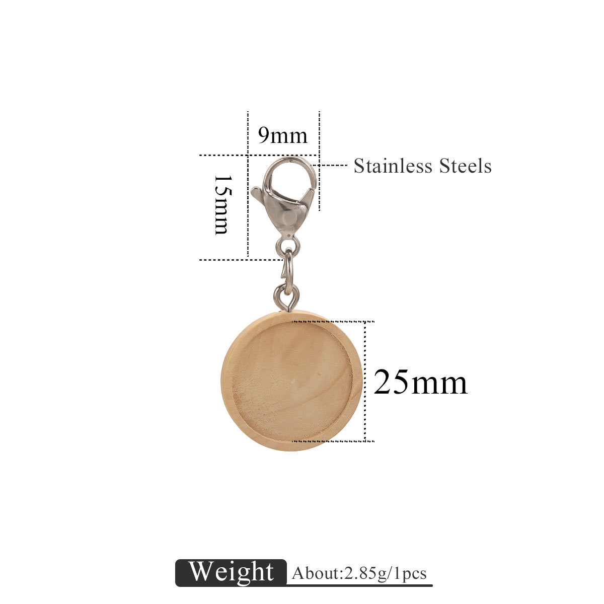 Base de madera redonda + ojo de oveja + anillo abierto + 15 joyería de joyería de llavero de joyería de joyería