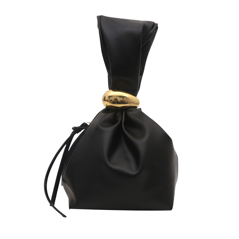 Textura bolso pequeño portátil mujer 2024 otoño e invierno nuevo estilo retro pliegue estilo occidental diseño de nicho bolso de cubo de moda