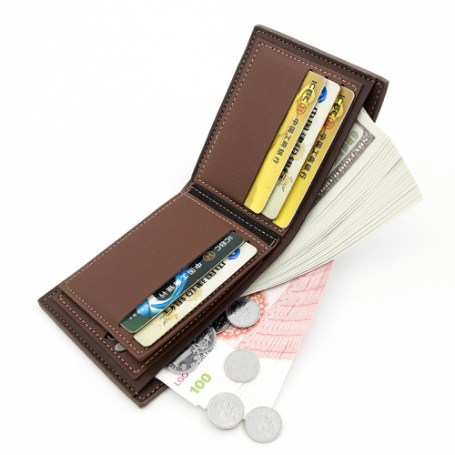 Fashionable and casual TPU embossed men's short wallet, multi-card slot coin coin bag, ID bag, three-fold men's wallet