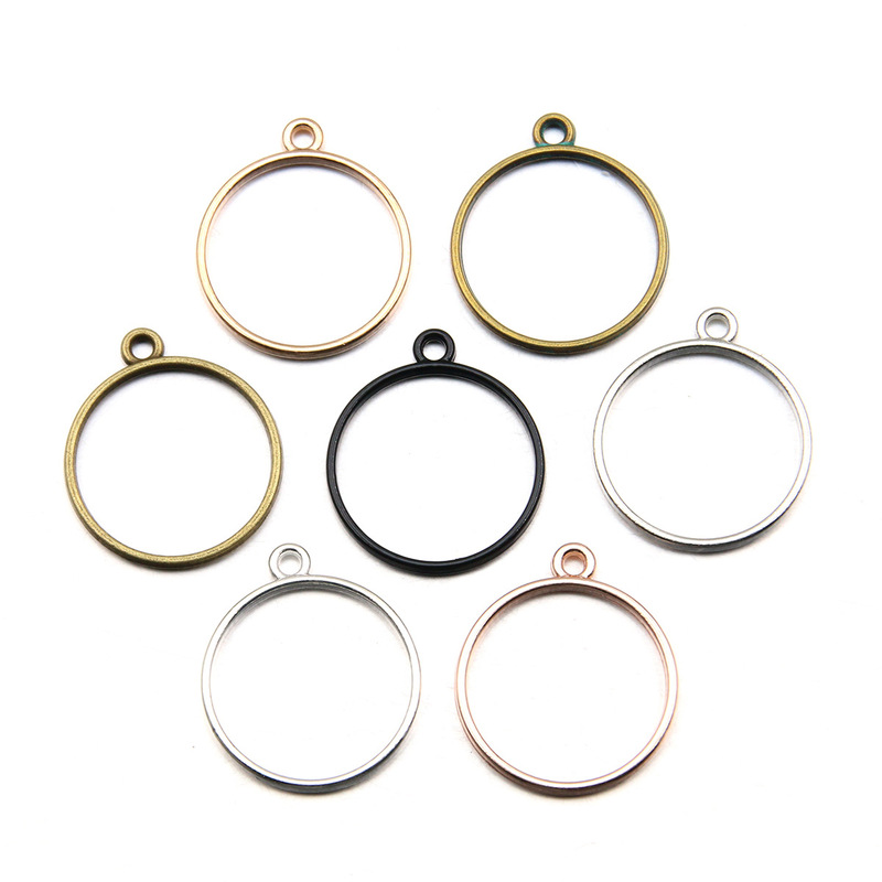 8 Colors 28*32mm Manufacturer DIY Creative Zinc Alloy Electroplating Border Round Graphics High-Quality Hot Style