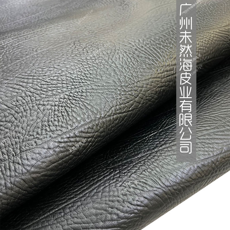 复古黑色树皮纹大象纹头层牛皮时尚箱包鞋靴辅料