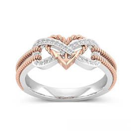 朵维跨境饰品玫瑰金双色交叉爱心少女系戒指时尚个性指环
