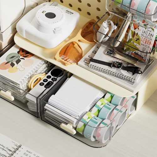 Desk hole board storage box stationery organizer shelf bookcase small card stand office cosmetics storage rack