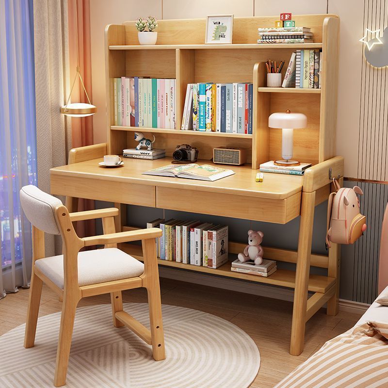 中式实木书桌中国风现货家用收纳书架卧室中学生书桌台式电脑桌
