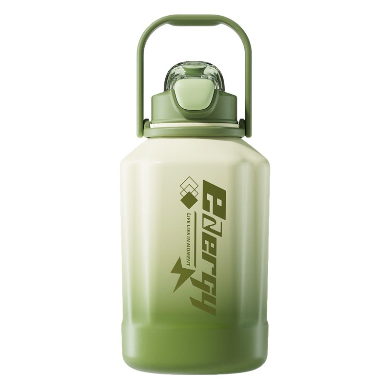 Nuevo gradiente de color helado deportes hervidor gran capacidad doble paja potable tonelada barril fitness plástico taza agua