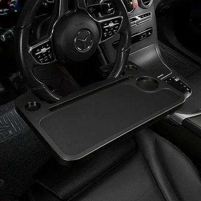 Car steering wheel small table board car dining plate car flat bracket computer table car cup beverage rack (Car cup holder/beverage holder) - classic-black-upgrade-thickened-increase-protective-pad