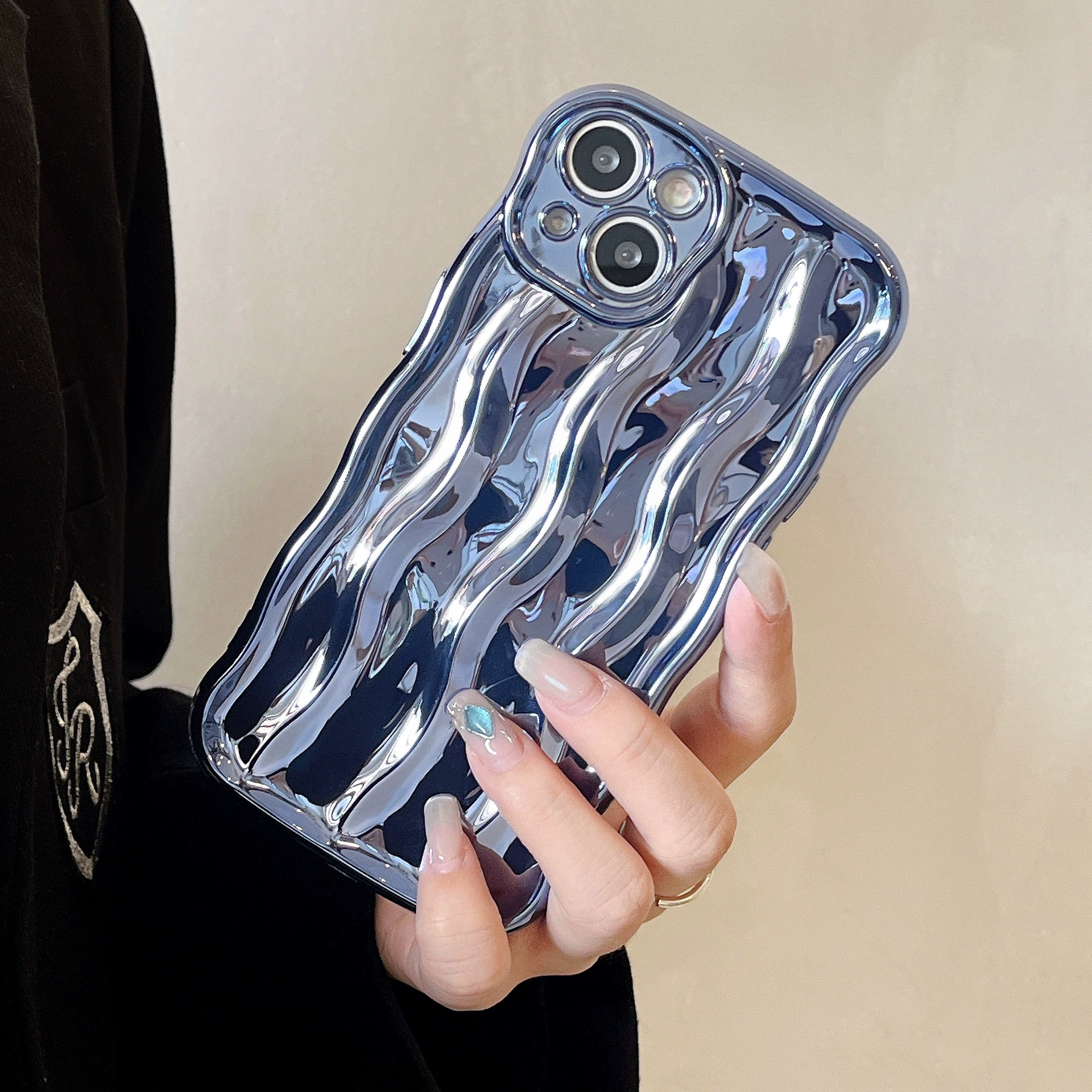 Apple, совместимый серебристый для стирки, iPhone14 Pro, чехол для телефона, iPhone 16, волнистый узор, iphone, 13