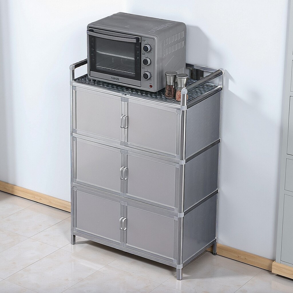 Economía de aleación de aluminio cocina armario armario de almacenamiento doméstico armario de té armario de comedor balcón armario de almacenamiento multicapa armario