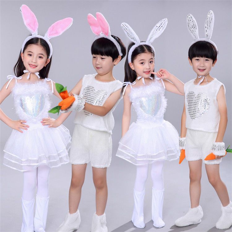 Children's Day Little Rabbit Performance Costume Rabbit Dance Performance Costume Toddler Little White Rabbit Animal Costume Girls Skirt Summer