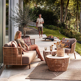Sofa Rattan Shop Name Leisure Set Waterproof Hotel Courtyard Tea Table Sun Protection Outdoor Combination Outdoor Terrace