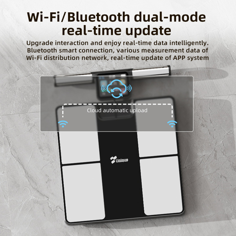 八电极蓝牙wifi体脂秤家用健身智能称重秤TFT彩屏电子秤180kg|undefined
